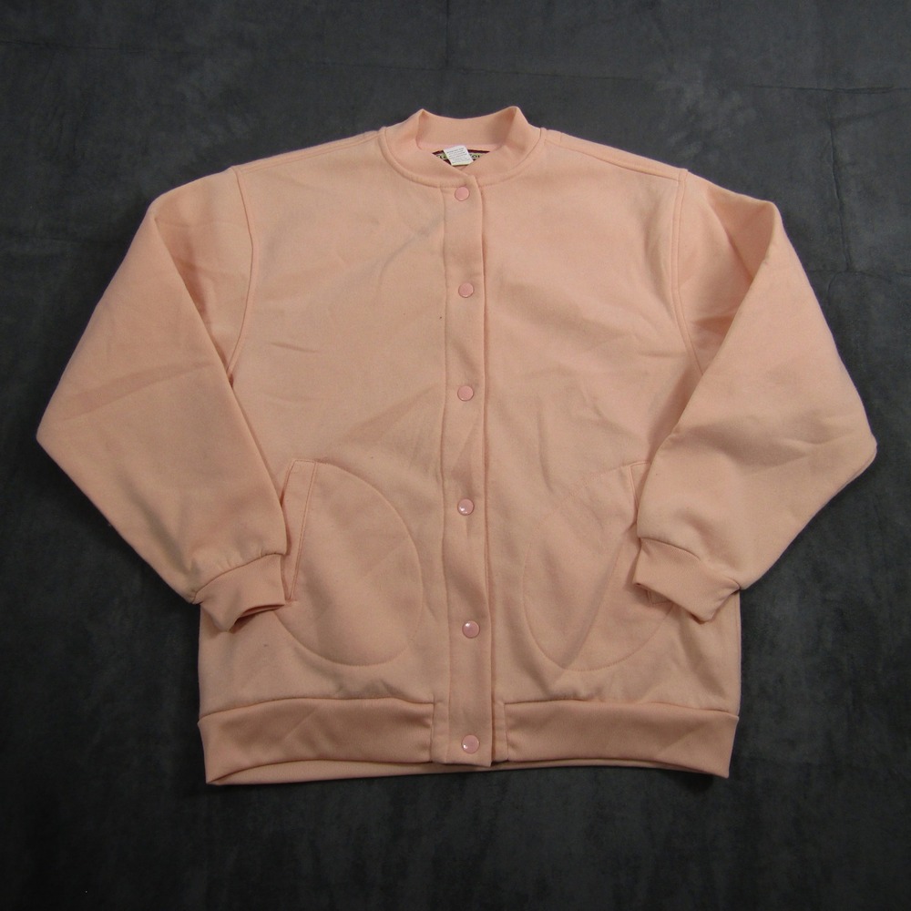Tudor Court Sweatshirt Vintage Women Size M Peach Snap Front Lightweight